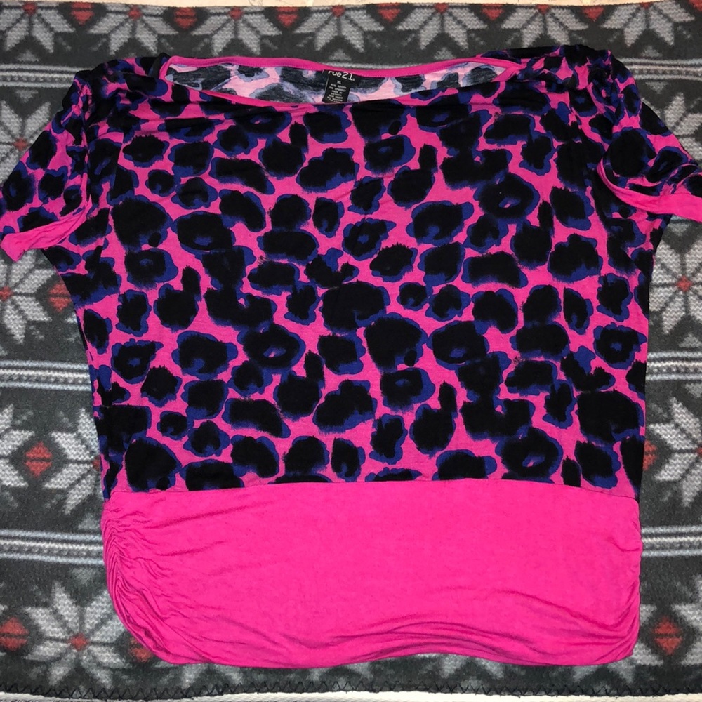 Bright colors Leopard Short Sleeve Top